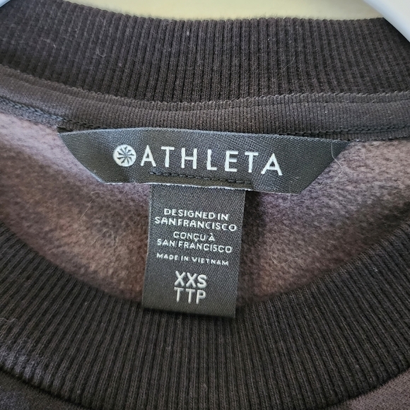 Athleta Triumph Camo Crewneck Sweatshirt Thumb Holes Black Gray XXS - Picture 9 of 12